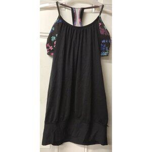 Lululemon No Limits Tank Top 2-in-1 Built In Shelf Bra Floral Black Womens Sz 6